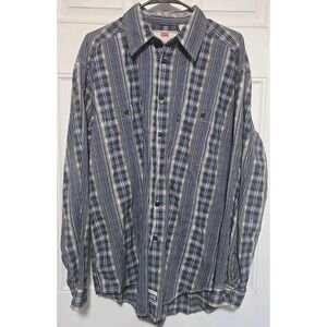 Levis Button Down‎ Shirt Mens Size Large Blue Western Style Levi's Stripes